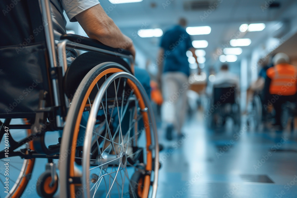 Portrait of an patient physical exercises in a rehabilitation center generative AI technology Portrait of an patient physical exercises in a rehabilitation center generative AI technology