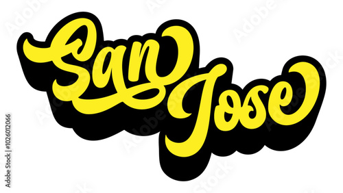 San Jose city name written in retro groovy three-dimensional script lettering