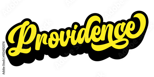 Providence city name written in retro groovy three-dimensional script lettering