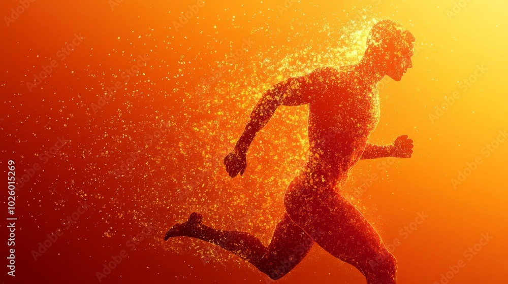 Naklejka premium Dynamic athlete silhouette with citrulline symbols in 3D art