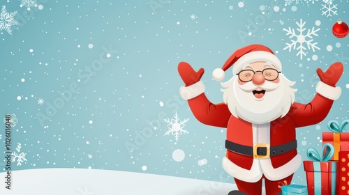 Festive Christmas Background with Cute Santa Character