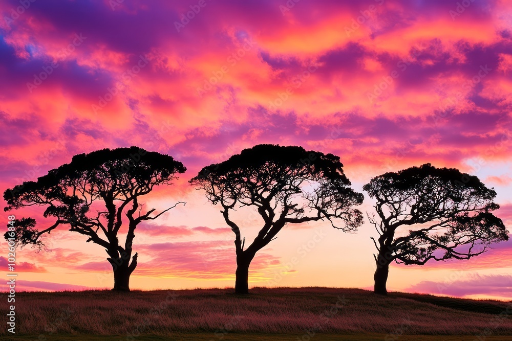 Breathtaking sunset views with silhouettes Breathtaking sunset views with silhouettes