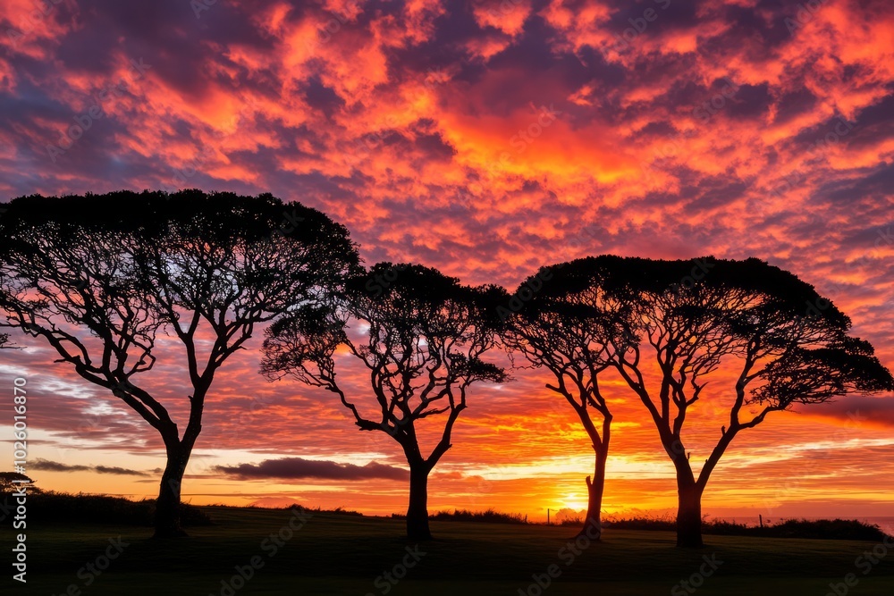 Stunning views of trees at sunset Stunning views of trees at sunset