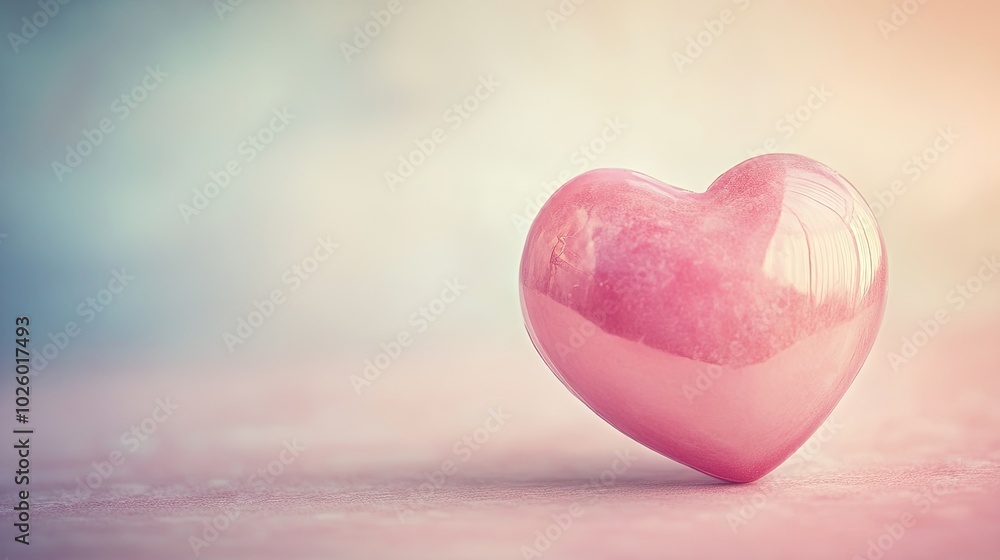 Pink heart on a soft pastel background with a slight texture and gentle gradient, creating a romantic and dreamy atmosphere for Valentine themes. Pink heart on a soft pastel background with a slight texture and gentle gradient, creating a romantic and dreamy atmosphere for Valentine themes.
