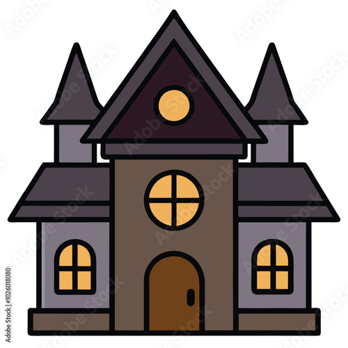 haunted house Flat vector illustration on a white background