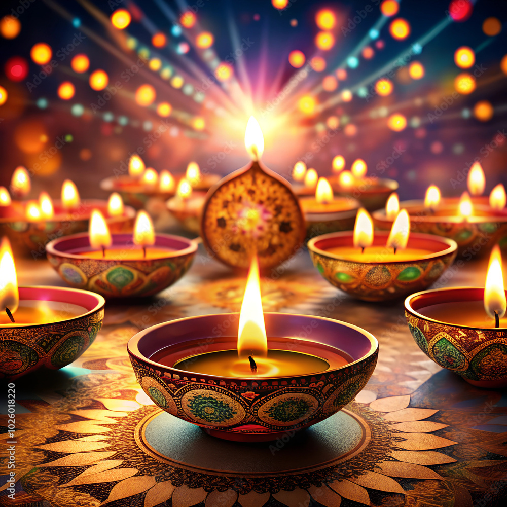 a group of diya with a happy diwali festival a group of diya with a happy diwali festival