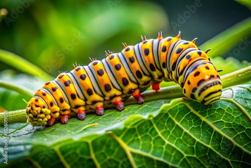 Stunning Yellow Orange Caterpillar in Macro Photography for Nature Lovers and Educational Purposes