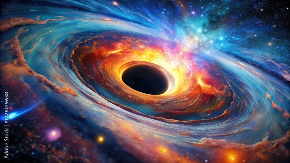 Obraz premium Dark, swirling realms on paper capture the enigma of cosmic phenomena, blending artistic vision and scientific inquiry into a profound exploration of black holes.