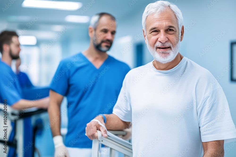 Fototapeta premium Men in rehabilitation post-surgery