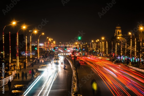 City lights during Diwali celebrations photo