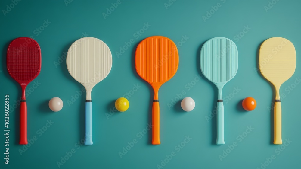 Pickleball paddle design evolution illustrated in animated retrofuturism Pickleball paddle design evolution illustrated in animated retrofuturism