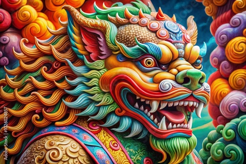 Wallpaper Mural Realistic Foo Dog Drawing in Traditional Style, Capturing Detail and Elegance for Asian Art Enthusiasts and Collectors Torontodigital.ca