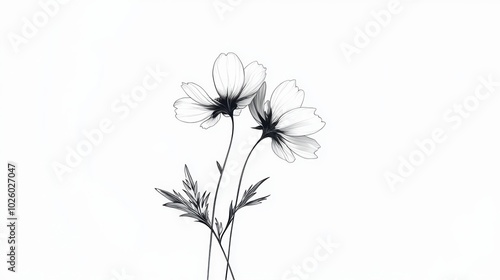 Wallpaper Mural Delicate Black and White Floral Illustration Torontodigital.ca