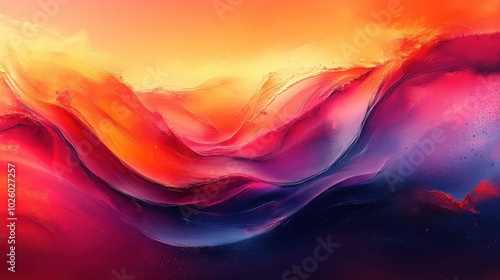 Vivid Abstract Landscape of Flowing Waves in Warm Tones