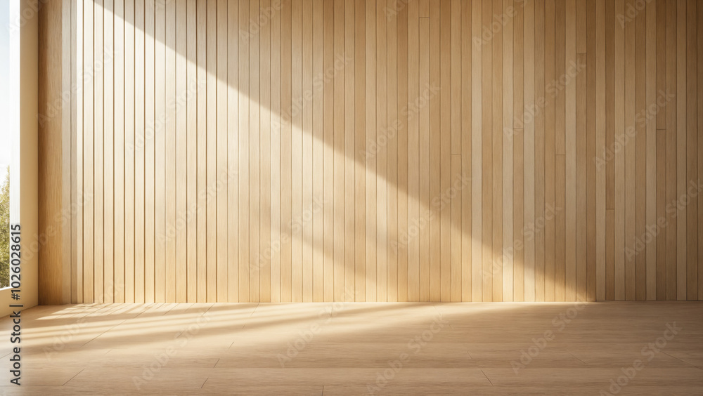 empty wooden room. background with shadow on planking wall empty wooden room. background with shadow on planking wall