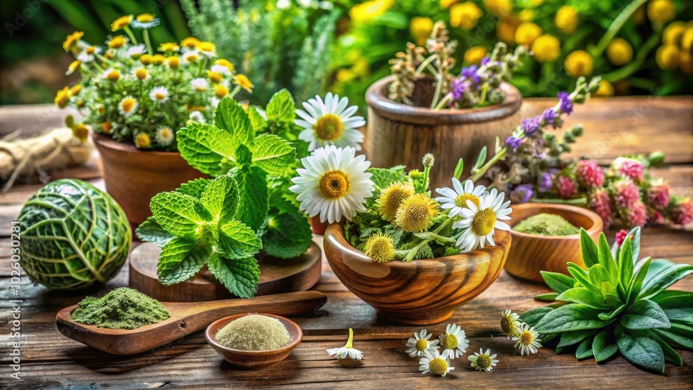Discover the Healing Herbs Collection with Houseleek, Mint, and Chamomile, perfect for natural remedies and wellness, promoting relaxation, tranquility, and overall well-being. Discover the Healing Herbs Collection with Houseleek, Mint, and Chamomile, perfect for natural remedies and wellness, promoting relaxation, tranquility, and overall well-being.