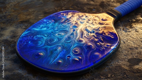 Bioluminescent AlienInspired Pickleball Paddle Design with Organic Textures photo