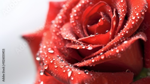 A Single Red Rose with Dew Drops