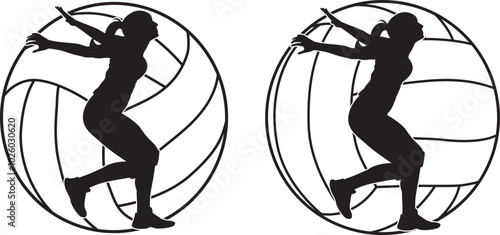 Volleyball Girl Player, Female Volleyball Player, Sport Silhouette