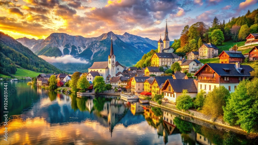 Fototapeta premium Diverse European vistas feature stunning landscapes, exquisite architecture, and a unique cultural heritage, intertwining harmoniously to create a captivating and picturesque experience.