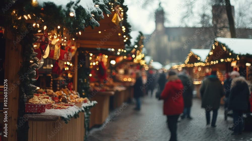 Christmas Market in Snowy City Christmas Market in Snowy City