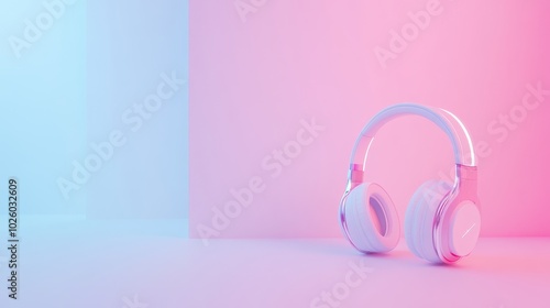 Minimalist Headphones - Sleek, modern headphones isolated on a solid color background. Perfect for advertising campaigns and music websites.