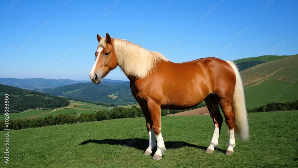 Graceful Haflinger horse looking left, highlighting its distinctive breed features. A versatile image for horse lovers, breeders, or equestrian design needs Graceful Haflinger horse looking left, highlighting its distinctive breed features. A versatile image for horse lovers, breeders, or equestrian design needs