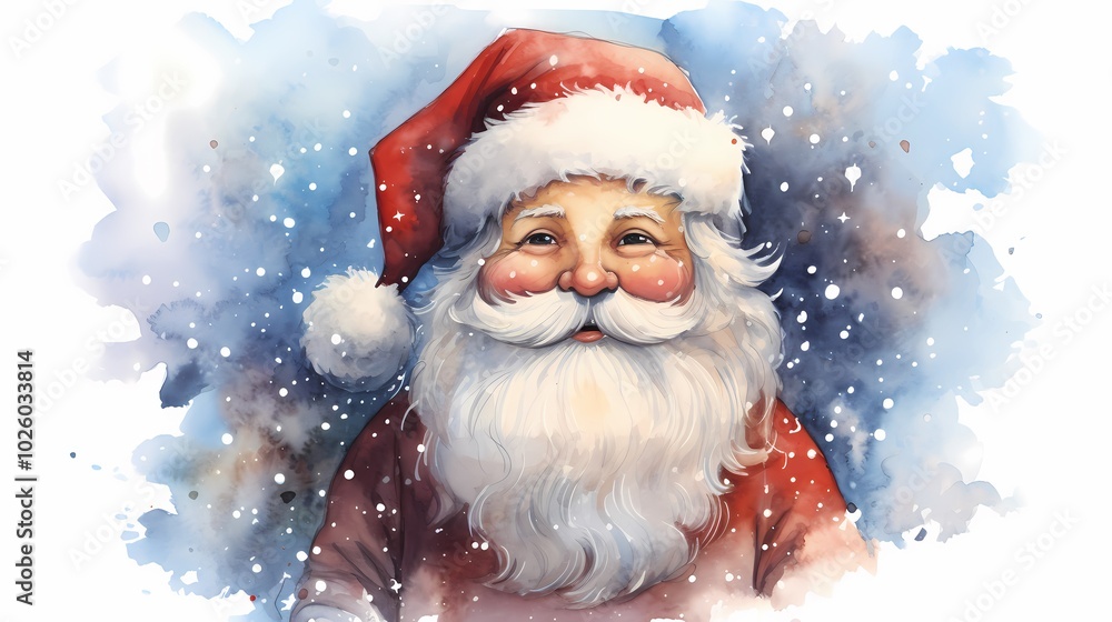 Cheerful Santa Claus in snowy backdrop evokes holiday spirit and warmth. Cheerful Santa Claus in snowy backdrop evokes holiday spirit and warmth.