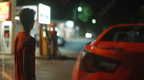 Wallpaper Mural Fuel Crisis - Man Staring at Empty Gas Pump with Despair Torontodigital.ca