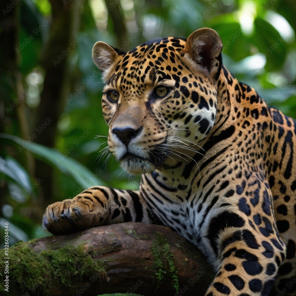 Fototapeta premium Majestic Jaguar in the Rainforest