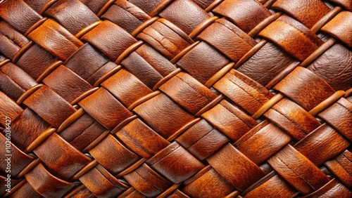 Elegant brown braided leather texture, ideal for backgrounds, fashion items, design projects, or crafts, adding depth and style to elevate any creative work or product.