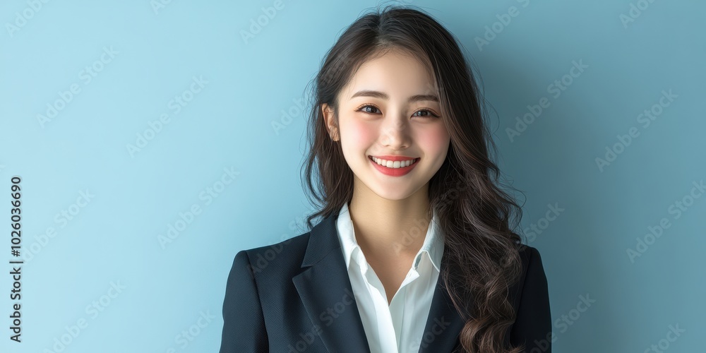 Ambitious and assertive Asian businesswoman in a blue suit, displaying a focused and determined expression. She projects confidence and authority, ready to take on leadership roles. Ambitious and assertive Asian businesswoman in a blue suit, displaying a focused and determined expression. She projects confidence and authority, ready to take on leadership roles.