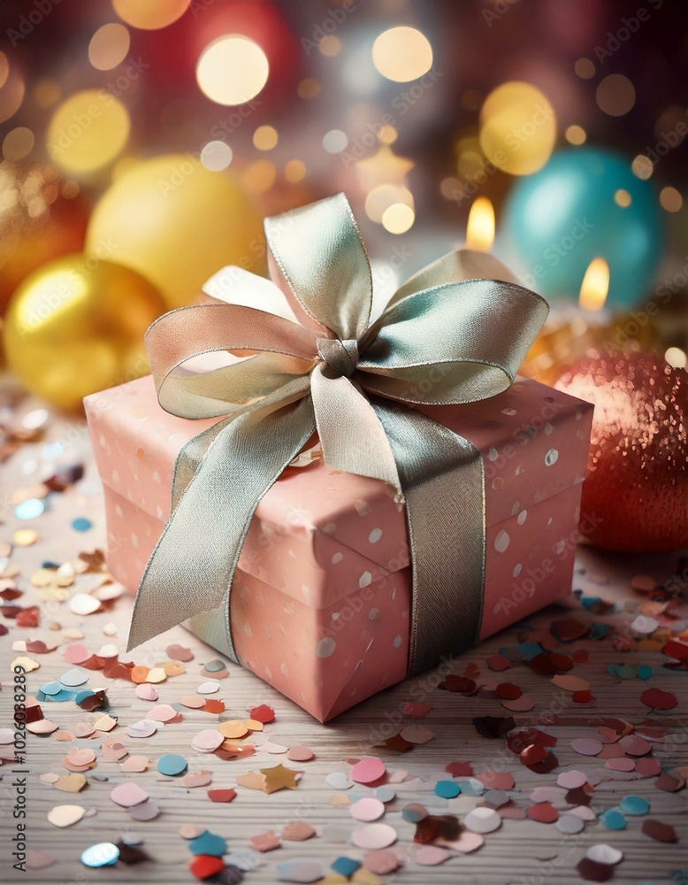 pink gift box with ribbon and bow