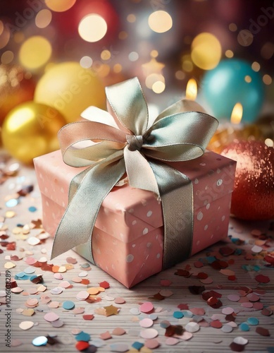 Obraz na płótnie pink gift box with ribbon and bow w salonie