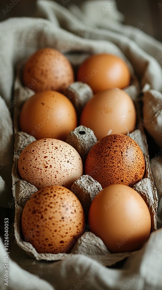 Fresh Brown Eggs in a Carton: A Rustic Still Life Fresh Brown Eggs in a Carton: A Rustic Still Life