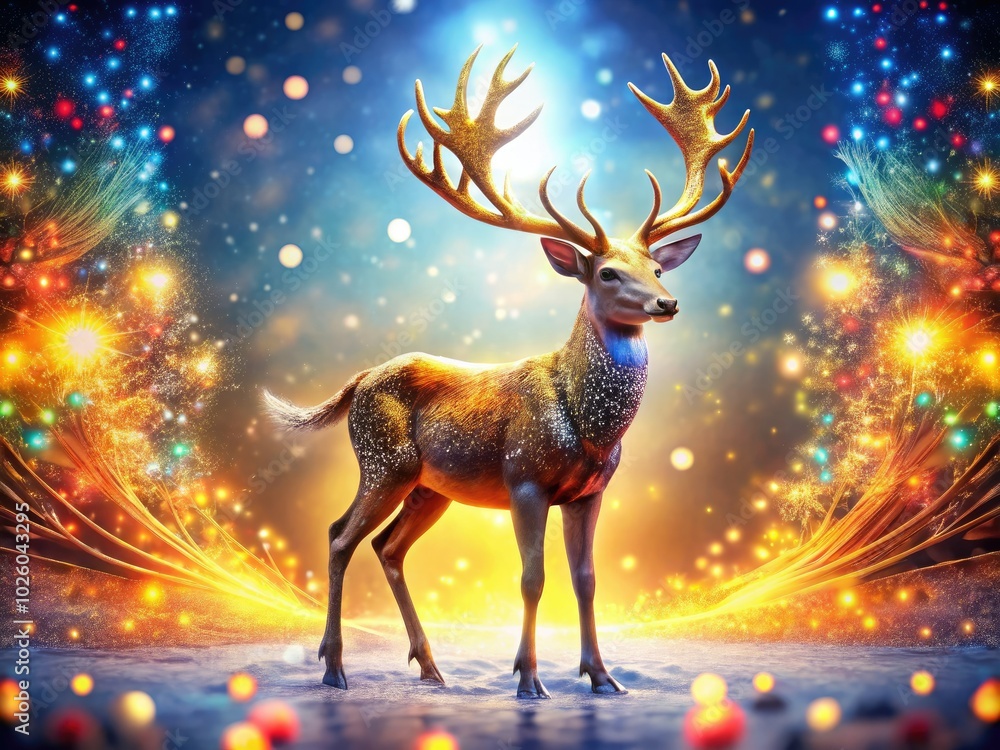 Embrace the festive spirit with a Shiny Reindeer Christmas card, showcasing a glittery backdrop and enchanting 3D illustrations, ideal for sharing holiday happiness and cheer. Embrace the festive spirit with a Shiny Reindeer Christmas card, showcasing a glittery backdrop and enchanting 3D illustrations, ideal for sharing holiday happiness and cheer.