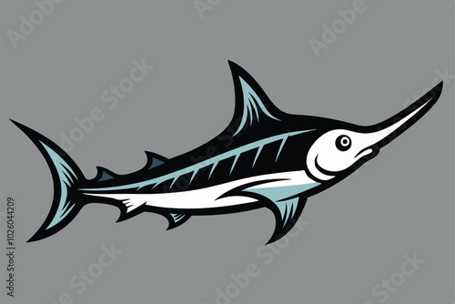 Solid color Sawfish animal vector design