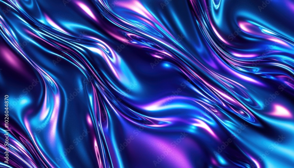 Fototapeta premium A vibrant, abstract design featuring flowing waves of blue and purple hues, creating a dynamic and visually striking effect.