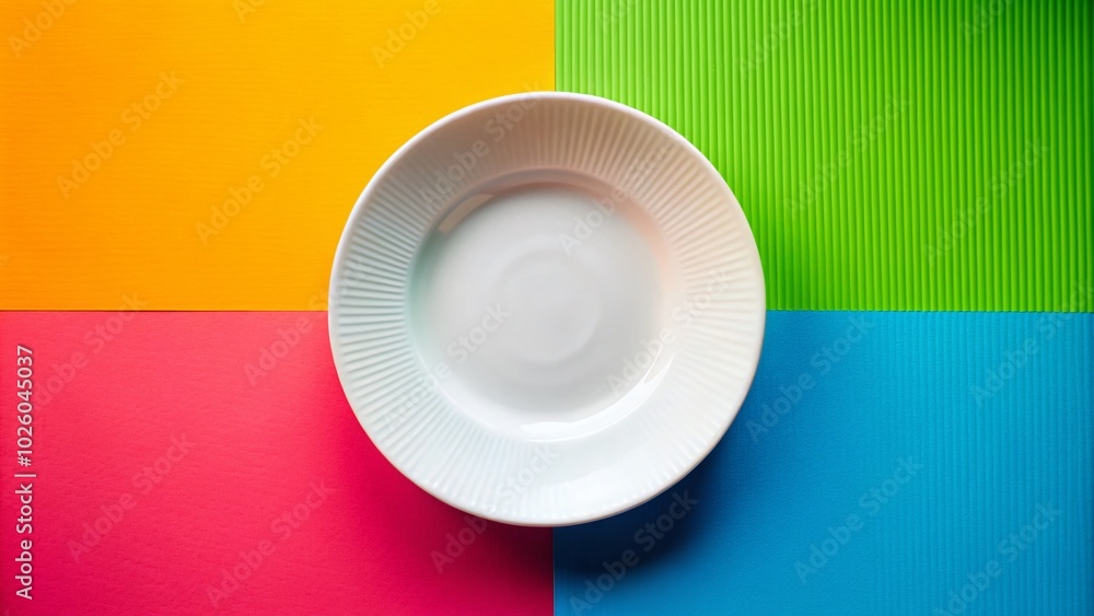 White Dish on Colorful Paper Background - High Dynamic Range Photography White Dish on Colorful Paper Background - High Dynamic Range Photography