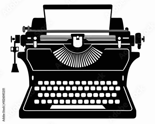 Typewriter icon. Simple illustration of typewriter vector icon for web design isolated, Old typewriter icon on white background.