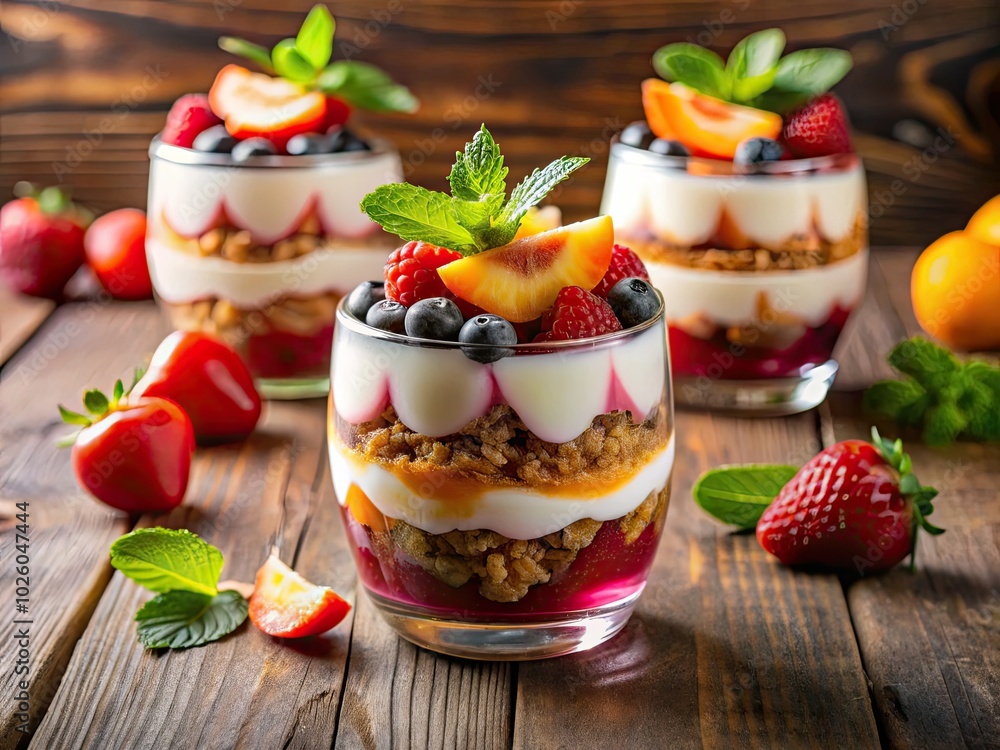 Enjoy a vibrant, healthy dessert with this layered fruit parfait, combining creamy yogurt, refreshing fruits, and crunchy granola for a perfect guilt-free treat. Enjoy a vibrant, healthy dessert with this layered fruit parfait, combining creamy yogurt, refreshing fruits, and crunchy granola for a perfect guilt-free treat.