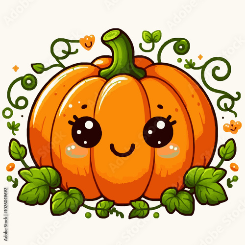 halloween pumpkin cute with leaves