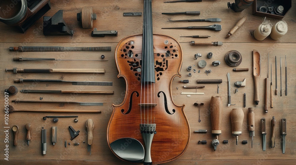 Naklejka premium Custom music instrument tools with artisanal features - Blending the customization of tools with artisanal design elements, ideal for musicians and craftsmen