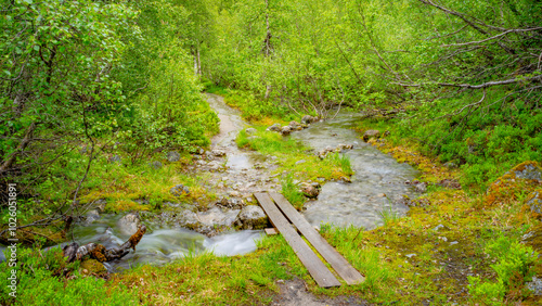 Wanderung zum Gletscher im Jostedalsbreen Nationalpark in Norwegen photo