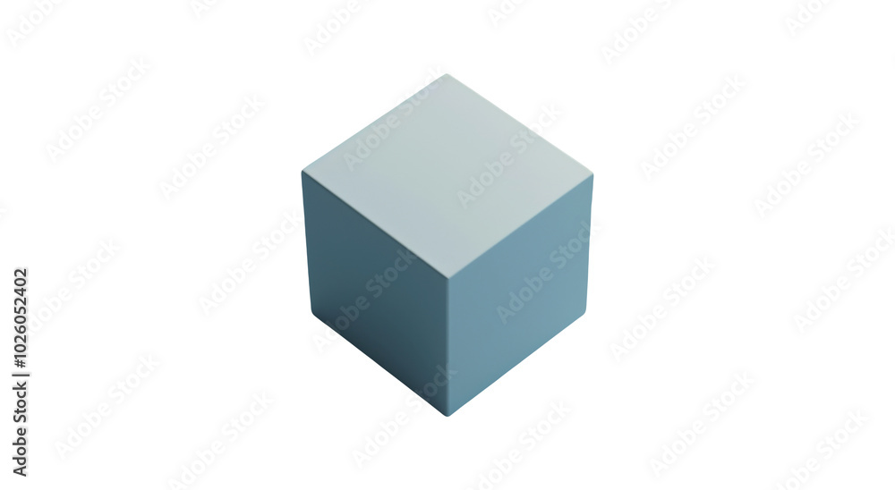 3D Cube Isolated on Transparent Background, Minimal Geometric Shape 3D Cube Isolated on Transparent Background, Minimal Geometric Shape