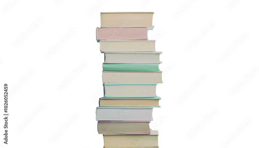 Pile of closed books, back to school concept. Stacked books isolated on transparent background Pile of closed books, back to school concept. Stacked books isolated on transparent background