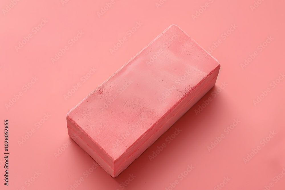Pink rectangular eraser on a pastel background Pink rectangular eraser on a pastel background
