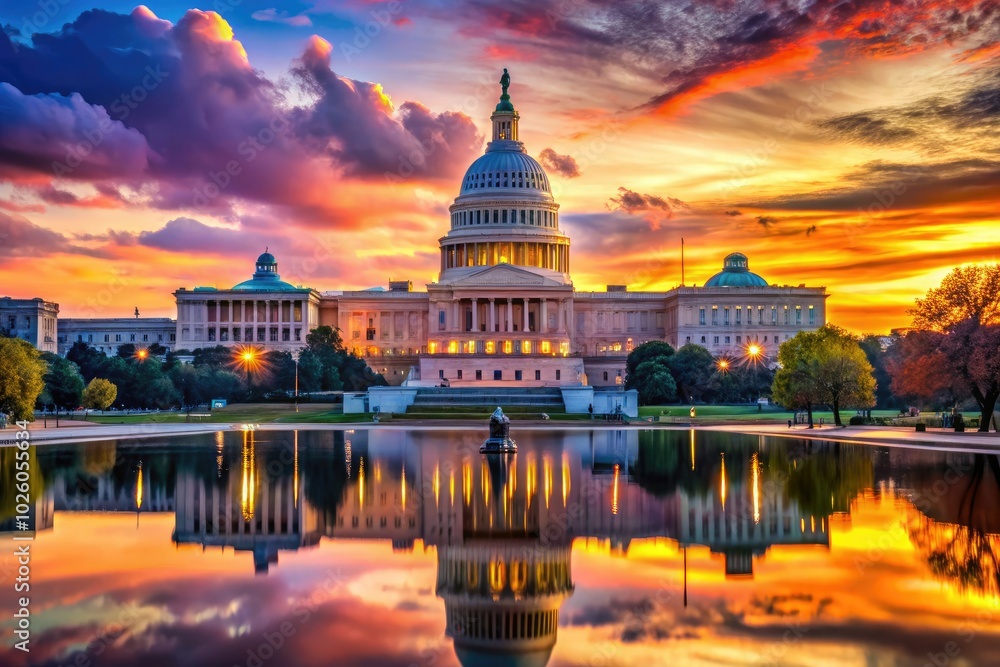 Fototapeta premium Explore Washington DC's dynamic urban landscape, where modern creativity intersects with historic charm, showcasing a rich tapestry of architectural diversity and cultural heritage.