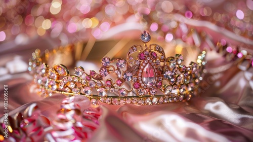 Beauty pageant sash and crown.