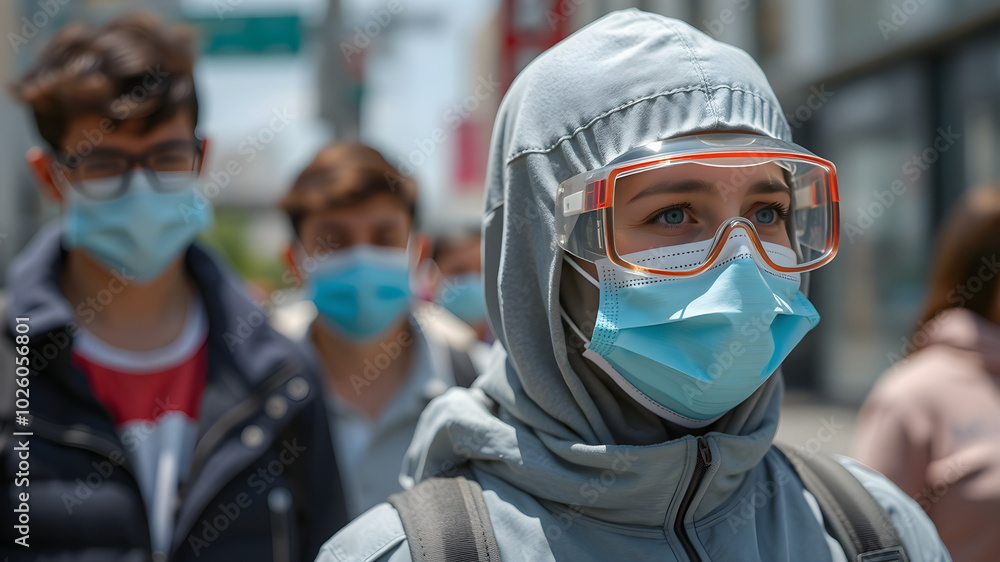 A woman wearing a hazmat suit A woman wearing a hazmat suit